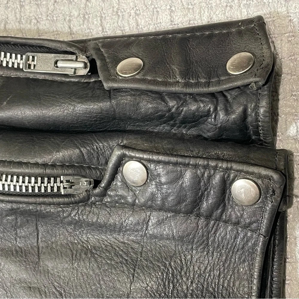 Vintage California Creations Black Leather Chaps Riding Pants Motorcycle Mens L